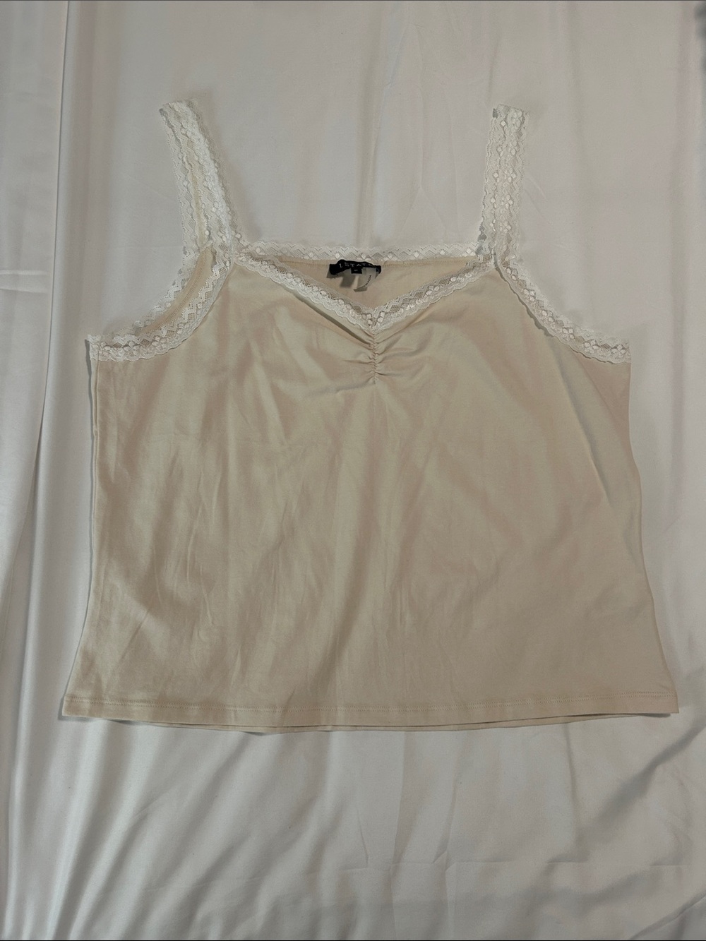 Lace-Trim V-Neck Camisole in Cream